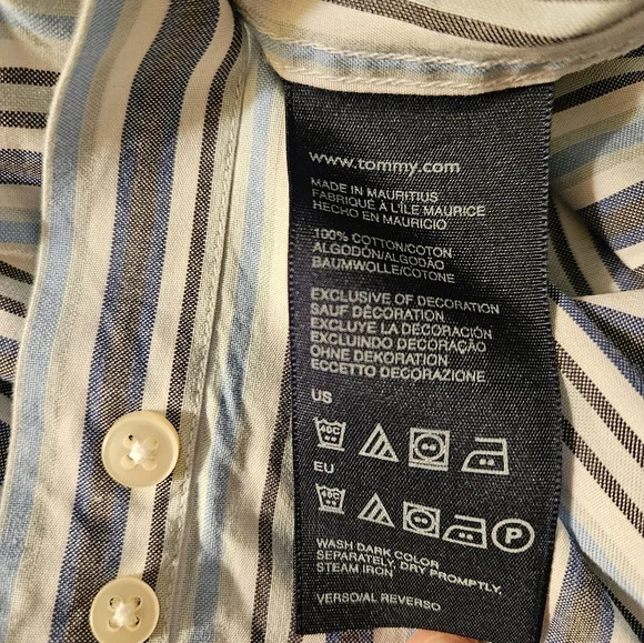 Tommy Hilfiger Gray and Blue Striped Button Down Shirt - Picture 5 of 5